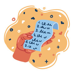 Vector illustration of Hand holding list document.