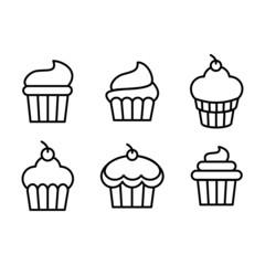 Set of cupcakes icon vector.