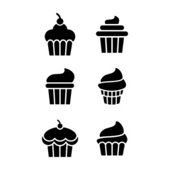 Set of cupcakes icon vector.