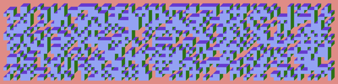 Implementation of Edward Zajec&rsquo;s &ldquo;Il Cubo&rdquo; from 1971. Essentially a Truchet tile set of 8 tiles and rules for placement art illustration