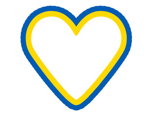 heart made of Ukrainian flag stripes over white