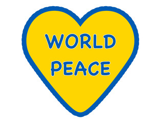 message World Peace on heart painted as Ukrainian flag