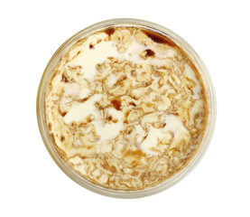 Dirty coffee lattee top view isolated on white background clipping path included