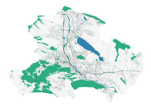 Tbilisi map. Detailed map of Tbilisi city administrative area. Cityscape urban panorama.