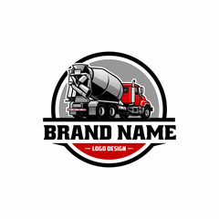 concrete mixer truck logo vector © winana