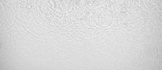 Transparent clear white water surface texture with ripples, splashes. Abstract summer banner...