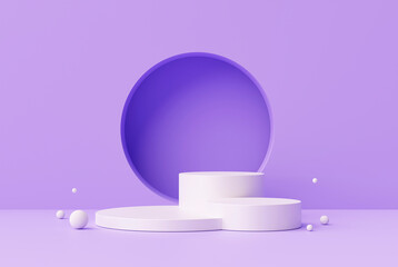 Minimal Purple Stage background pedestal podium product display to show product Purple background 3d rendering