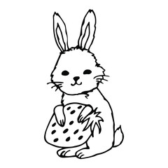 Cartoon Rabbit Doodle Outline Animal