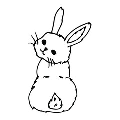 Fototapeta na wymiar Cartoon Rabbit Doodle Outline Animal