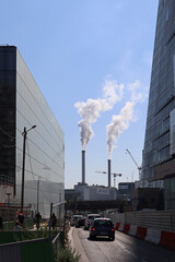 Smoking chimneys in the southern suburbs of Paris