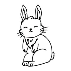 Cartoon Rabbit Doodle Outline Animal