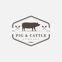 Pig and cattle logo badge