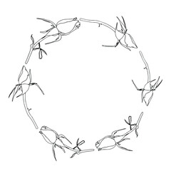 Black lineart roses frame. Floral arrangements are isolated in the background. Design greeting cards and invitations for weddings, birthdays, Valentine's Day, and Mother's Day.