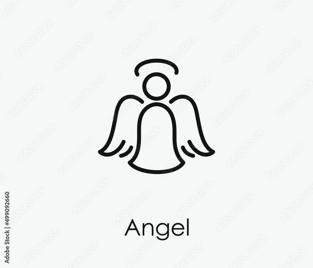 Poster angel vector icon. editable stroke. symbol in line art style for design, presentation, website or ap