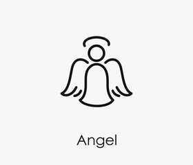 Obraz premium Angel vector icon. Editable stroke. Symbol in Line Art Style for Design, Presentation, Website or Apps Elements, Logo. Pixel vector graphics - Vector