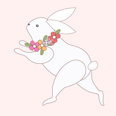Easter bunny with flower.