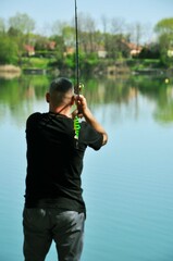 Man fishing on the lake