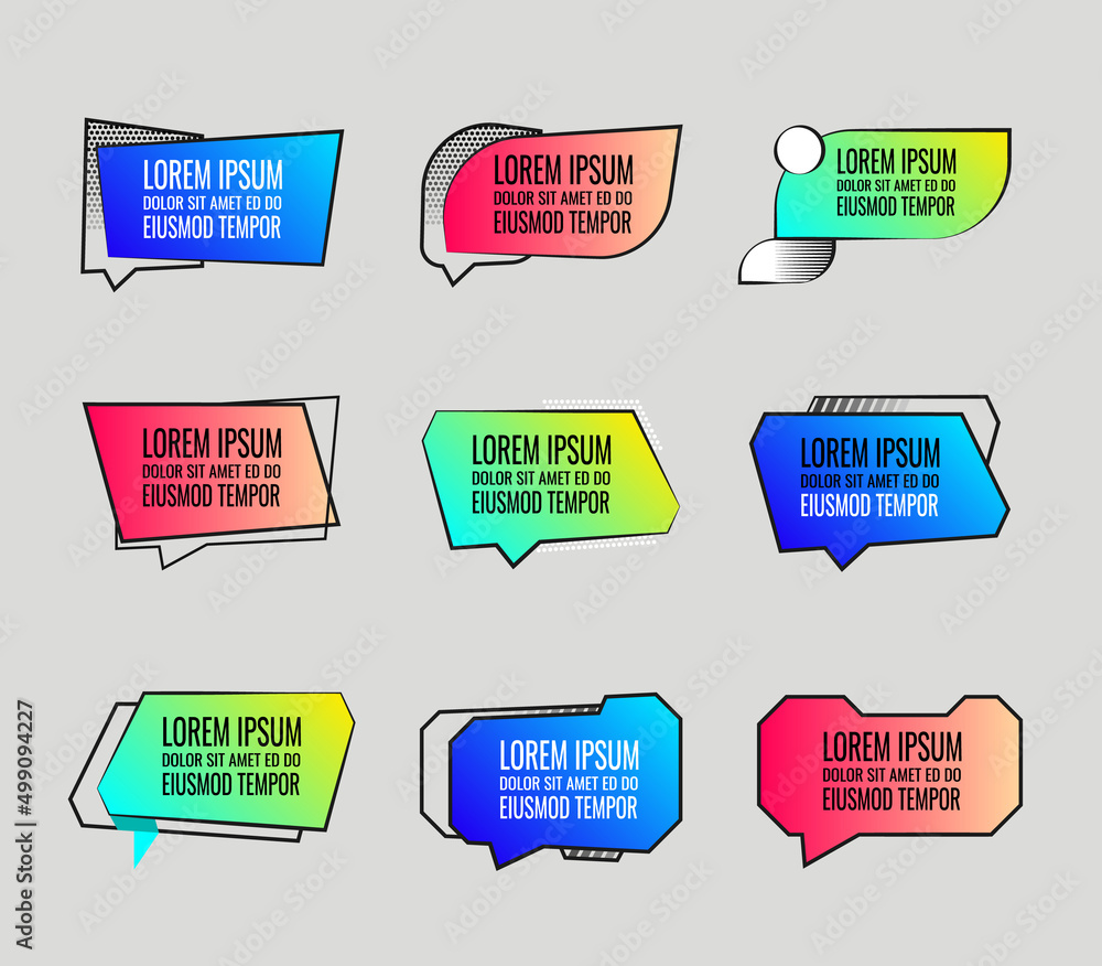 Poster vector colored speech bubbles for quotes and text banner.