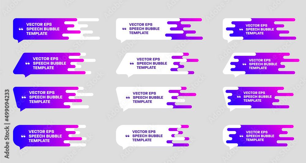 Poster Set of rectangular speech bubbles for quotes with gradient