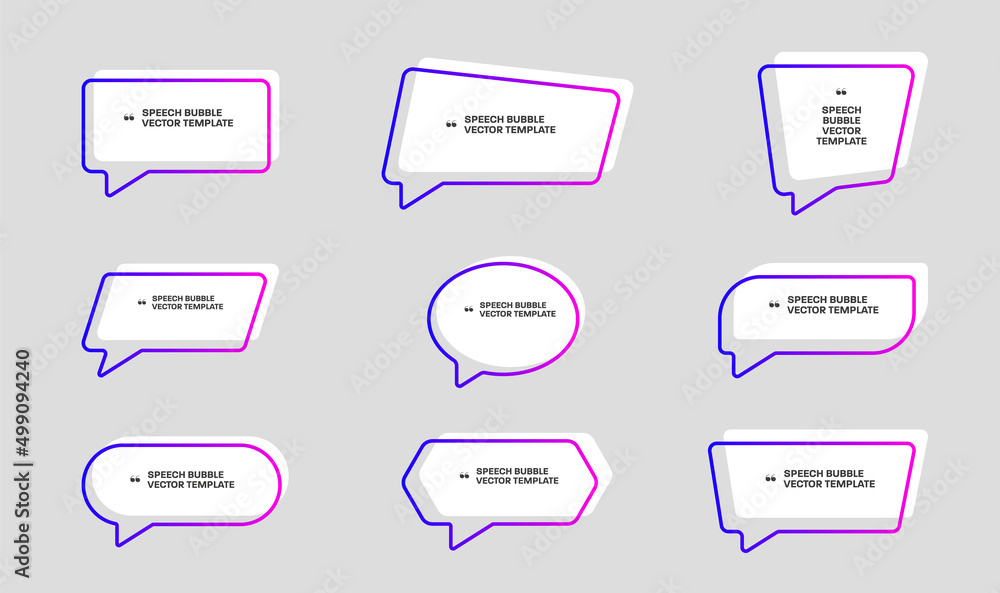 Poster Set of vector colored speech bubbles with outline.