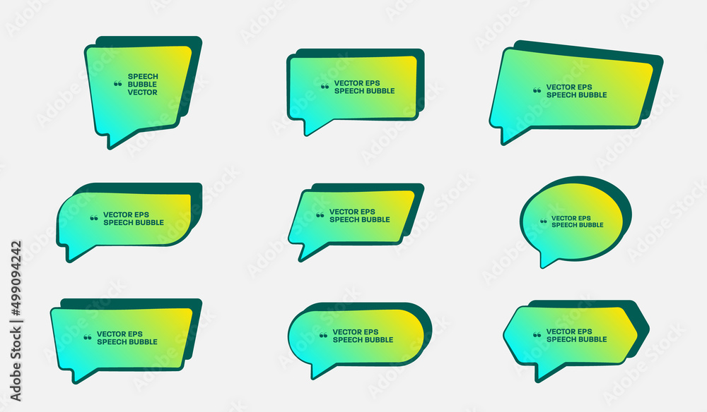 Poster set of colored speech bubbles for quotes with a shadow.