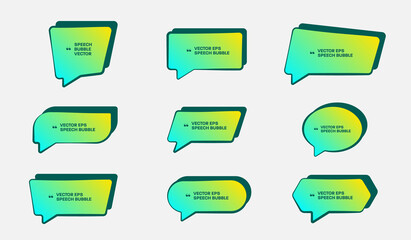 Set of colored speech bubbles for quotes with a shadow.