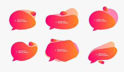 Vector template of bubble shapes for quotes with gradients and overlay effect