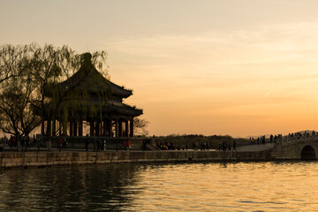Naklejka premium Chinese pagoda at Summer Palace in Beijing, China