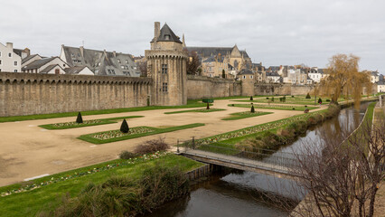Medieval old town in Vannes in France on March 2022