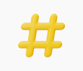 3d Realistic Hashtag symbol vector illustration.