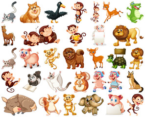 Fototapeta premium Set of animal cartoon character