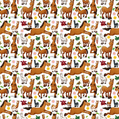 Cute animals cartoon seamless background