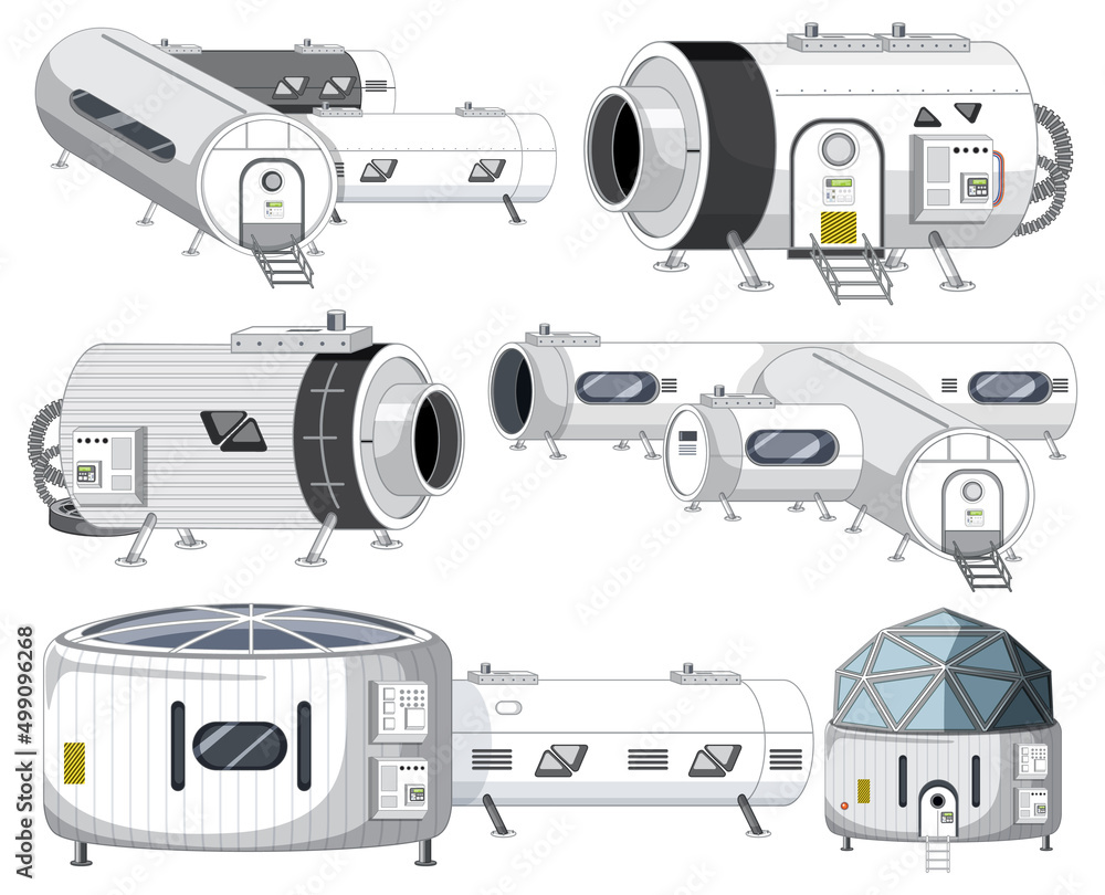 Canvas Prints set of spaceship objects and robot