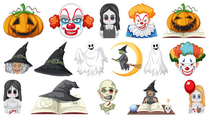 Halloween set with scary monsters