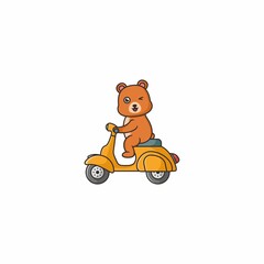 Bear Scooter Mascot Logo