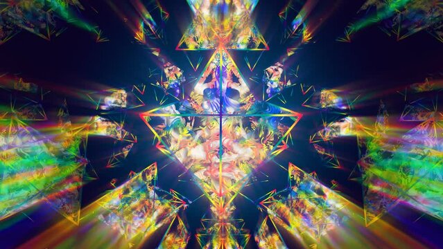 looped 3D animation of the object of sacred geometry "merkaba" and the transformation of consciousness and perception of the worlds controlling it