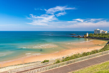 Cote des Basques beach in the Bay of Biscay in Biarritz, France