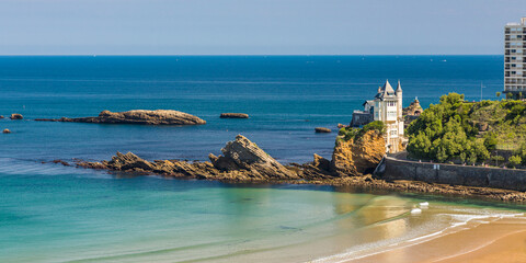 Cote des Basques beach in the Bay of Biscay in Biarritz, France