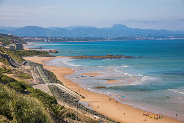 Cote des Basques beach in the Bay of Biscay in Biarritz, France - obrazy, fototapety, plakaty