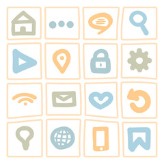 A set with a design of buttons for the site. Elements for creating a cartoon-style design. Part of a large set. 