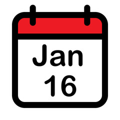 Calendar icon with sixteenth January
