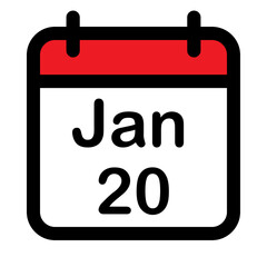 Calendar icon with twentieth January