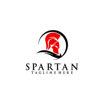 Spartan Helmed Logo Design Concept Vector 