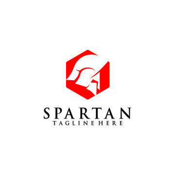 Spartan Helmed Logo Design Concept Vector 