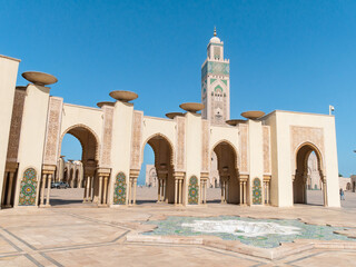 Fototapeta na wymiar Hassan II Mosque in Casablanca, Morocco on a sunny afternoon