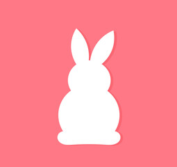 Easter bunny silhouette on pink background.