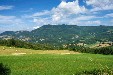 Fototapeta na wymiar Summer landscape along the road to Passo della Cisa in Parma province