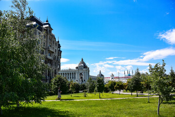 Fototapeta na wymiar View of the Palace of Farmers in Kazan. Tatarstan 2019.