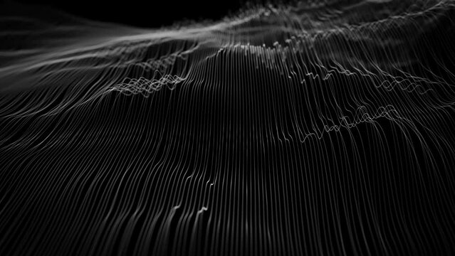 Abstract Organic Network Mesh Waving Fx Background Loop/ 4k animation of an abstract fractal background with mesh surface and particle lines waving and seamless looping