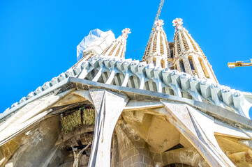 Facade of the Sagrada Familia church in Barcelona, Catalonia, Spain, Europe